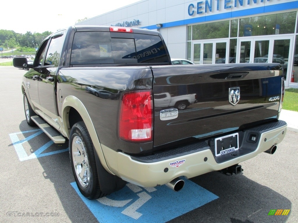 2011 Ram 1500 Laramie Longhorn Crew Cab 4x4 - Rugged Brown Pearl / Light Pebble Beige/Bark Brown photo #4