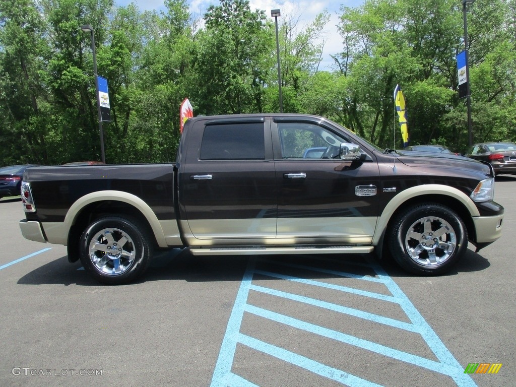 2011 Ram 1500 Laramie Longhorn Crew Cab 4x4 - Rugged Brown Pearl / Light Pebble Beige/Bark Brown photo #13