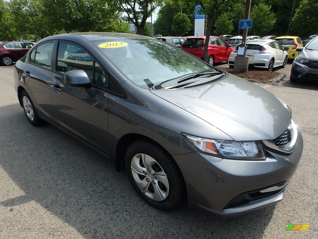 2013 Civic LX Sedan - Polished Metal Metallic / Gray photo #7