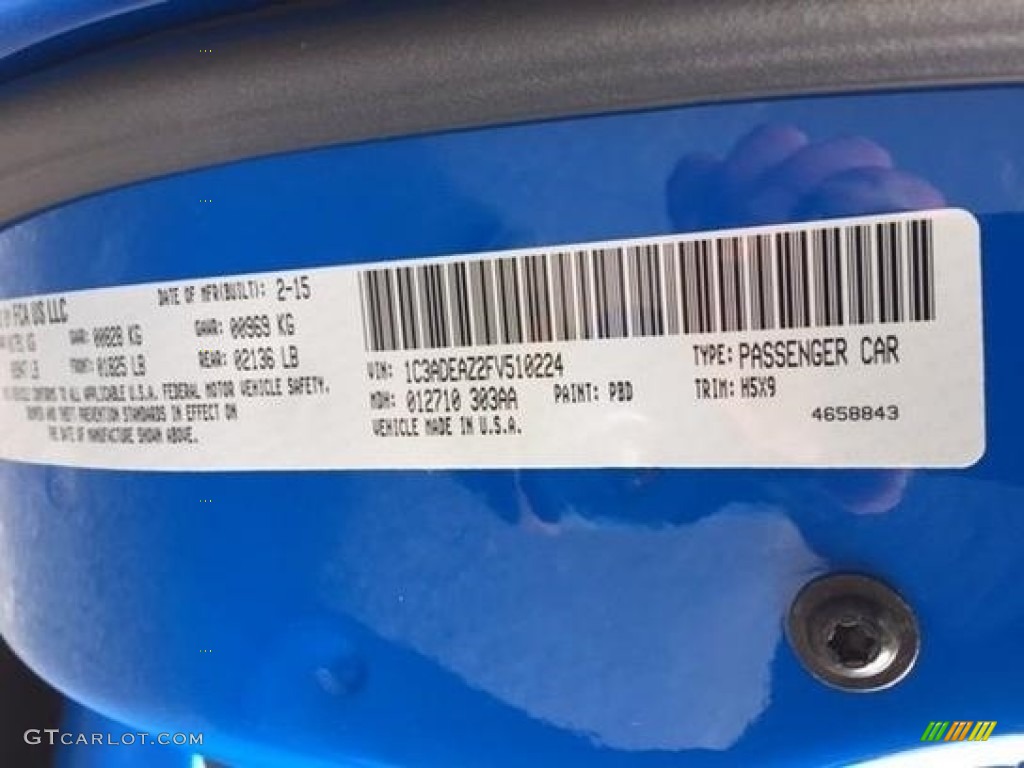 2015 SRT Viper Color Code PBD for Competition Blue Photo #113421171