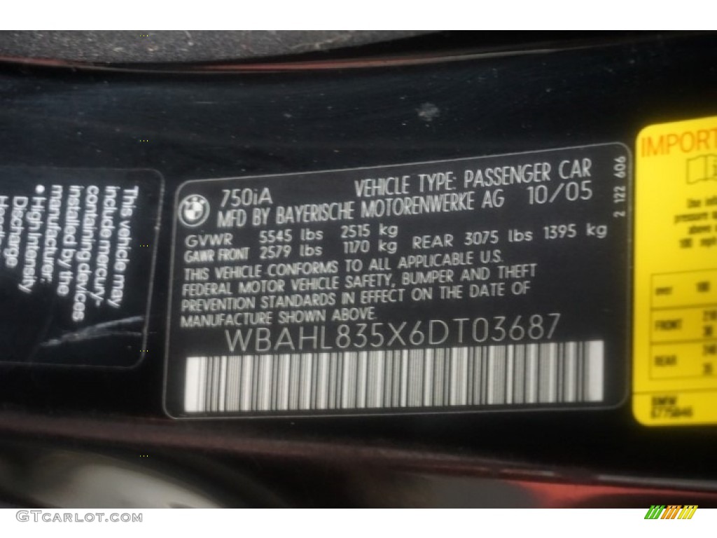 2006 7 Series 750i Sedan - Jet Black / Black/Black photo #14
