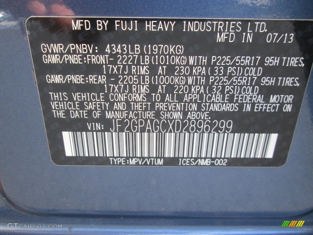2013 XV Crosstrek 2.0 Limited - Marine Blue Pearl / Ivory photo #28