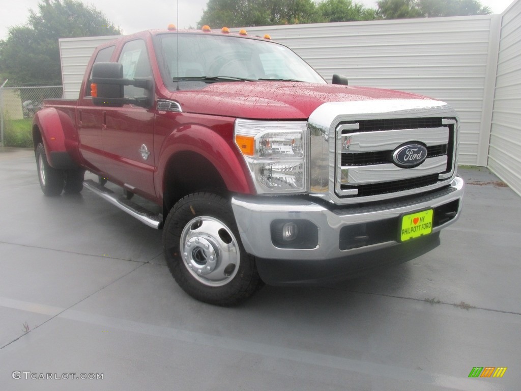 2016 F350 Super Duty Lariat Crew Cab 4x4 DRW - Ruby Red Metallic / Black photo #2