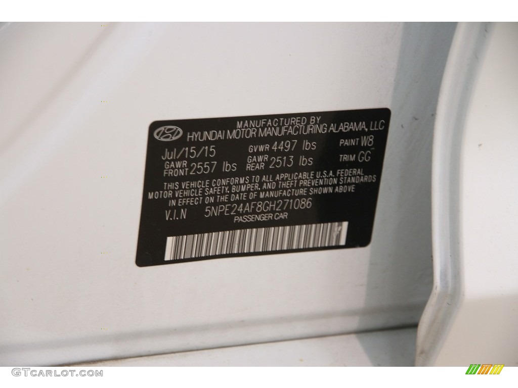 2016 Sonata SE - Quartz White Pearl / Gray photo #19