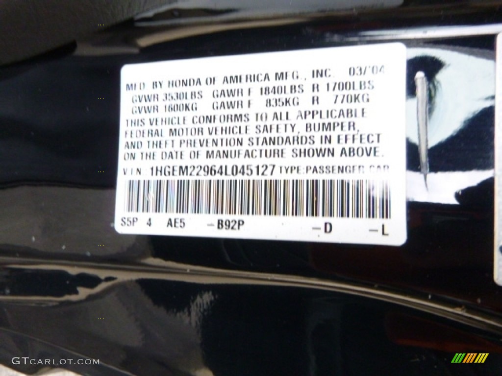 2004 Civic EX Coupe - Nighthawk Black Pearl / Black photo #16