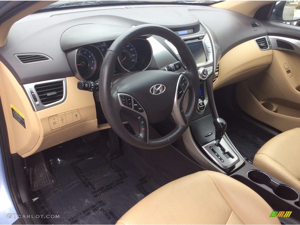 2013 Elantra Limited - Blue Sky Metallic / Beige photo #9