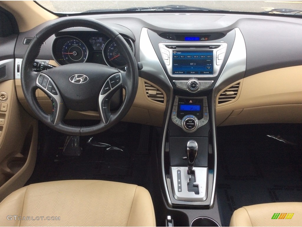 2013 Elantra Limited - Blue Sky Metallic / Beige photo #14