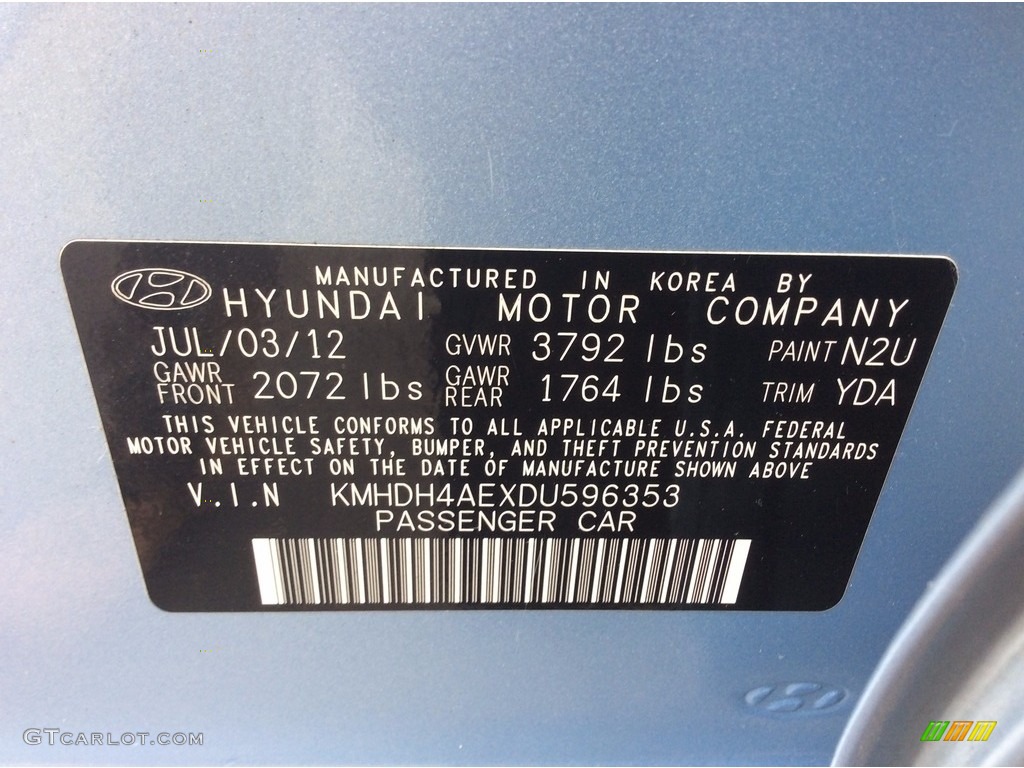 2013 Elantra Limited - Blue Sky Metallic / Beige photo #33