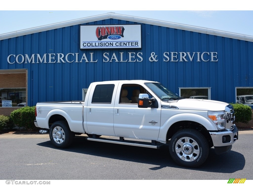 2016 F250 Super Duty Lariat Crew Cab 4x4 - White Platinum Metallic / Adobe photo #1