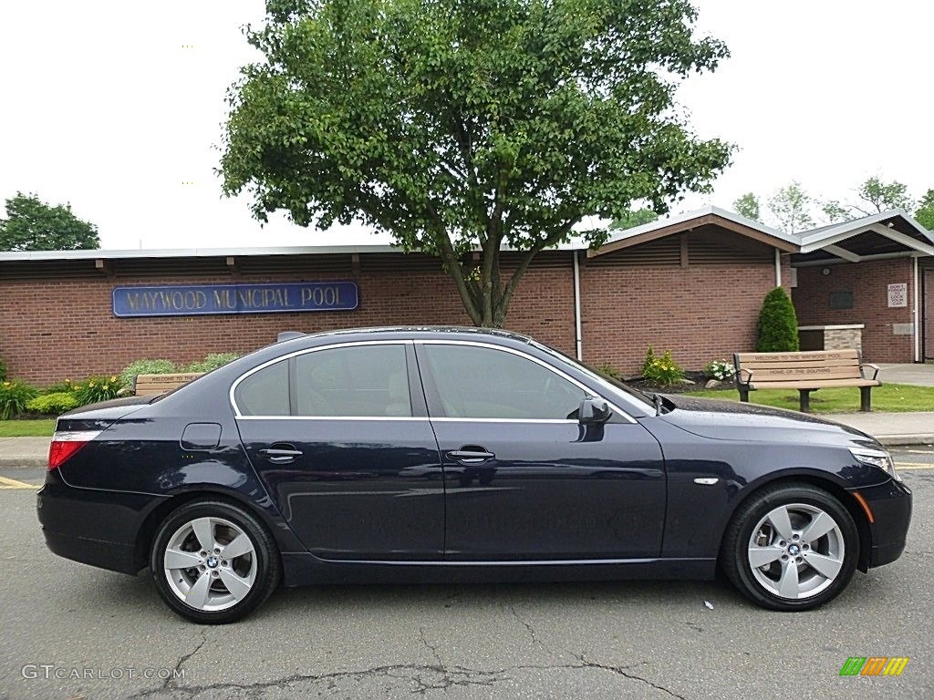 2008 5 Series 528xi Sedan - Monaco Blue Metallic / Cream Beige Dakota Leather photo #6
