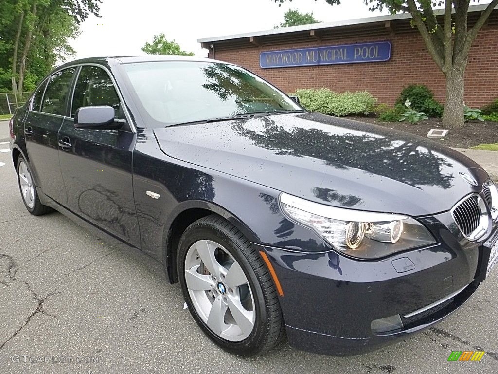 2008 5 Series 528xi Sedan - Monaco Blue Metallic / Cream Beige Dakota Leather photo #7