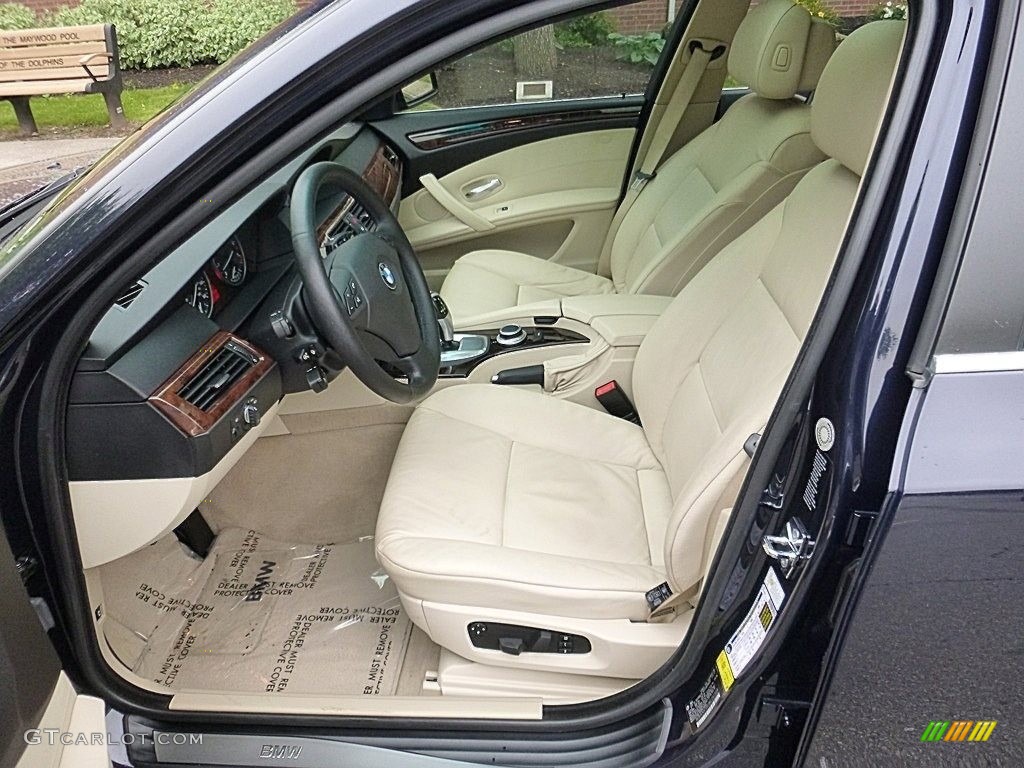 2008 5 Series 528xi Sedan - Monaco Blue Metallic / Cream Beige Dakota Leather photo #10