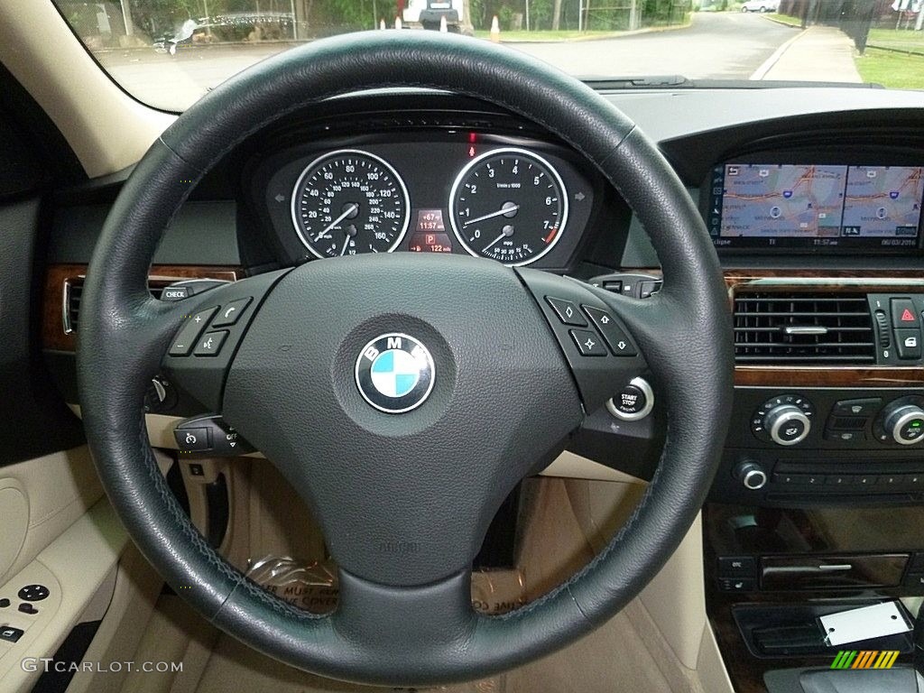 2008 5 Series 528xi Sedan - Monaco Blue Metallic / Cream Beige Dakota Leather photo #24