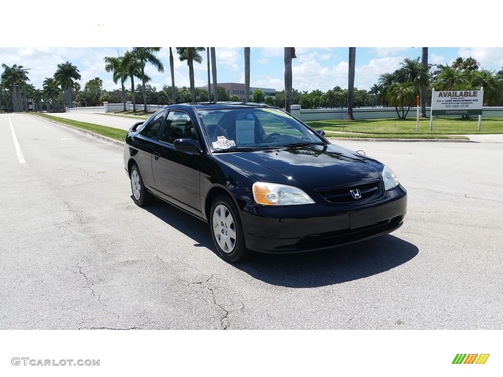 2002 Civic EX Coupe - Nighthawk Black Pearl / Black photo #7