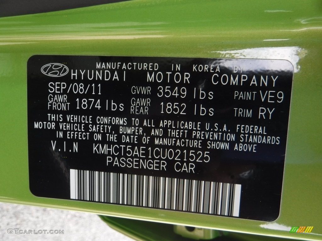 2012 Accent GS 5 Door - Electrolyte Green / Gray photo #34