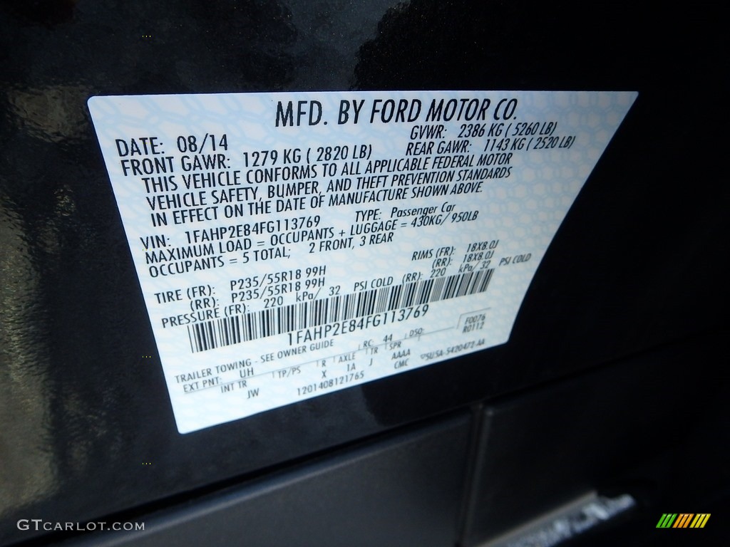 2015 Taurus SEL - Tuxedo Black Metallic / Charcoal Black photo #13