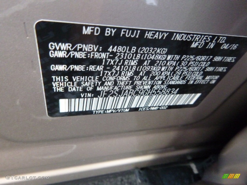 2016 Forester 2.5i - Burnished Bronze Metallic / Black photo #14
