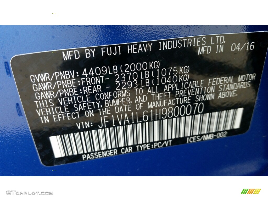 2017 WRX Limited - WR Blue Pearl / Carbon Black photo #9