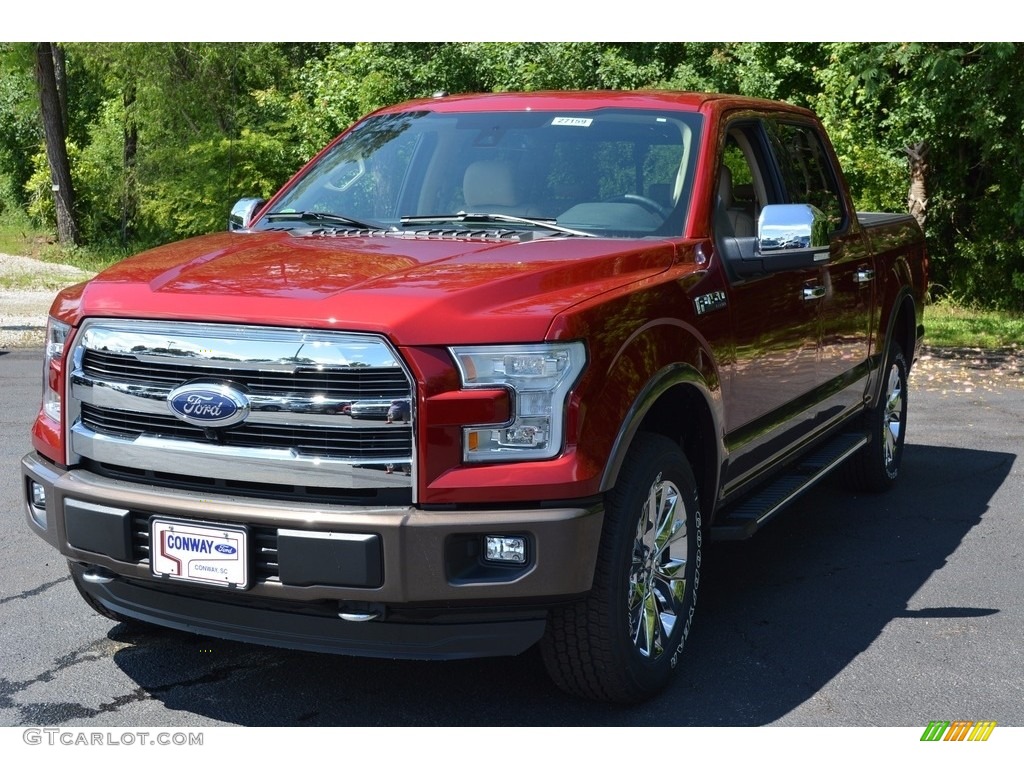 2016 F150 Lariat SuperCrew 4x4 - Ruby Red / Medium Light Camel photo #10