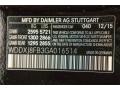 040: Black 2016 Mercedes-Benz S 550 4Matic Coupe Color Code