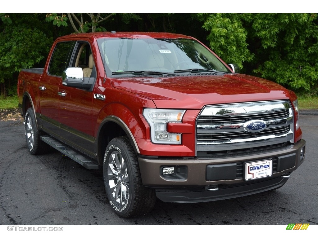 2016 F150 Lariat SuperCrew 4x4 - Ruby Red / Medium Light Camel photo #1
