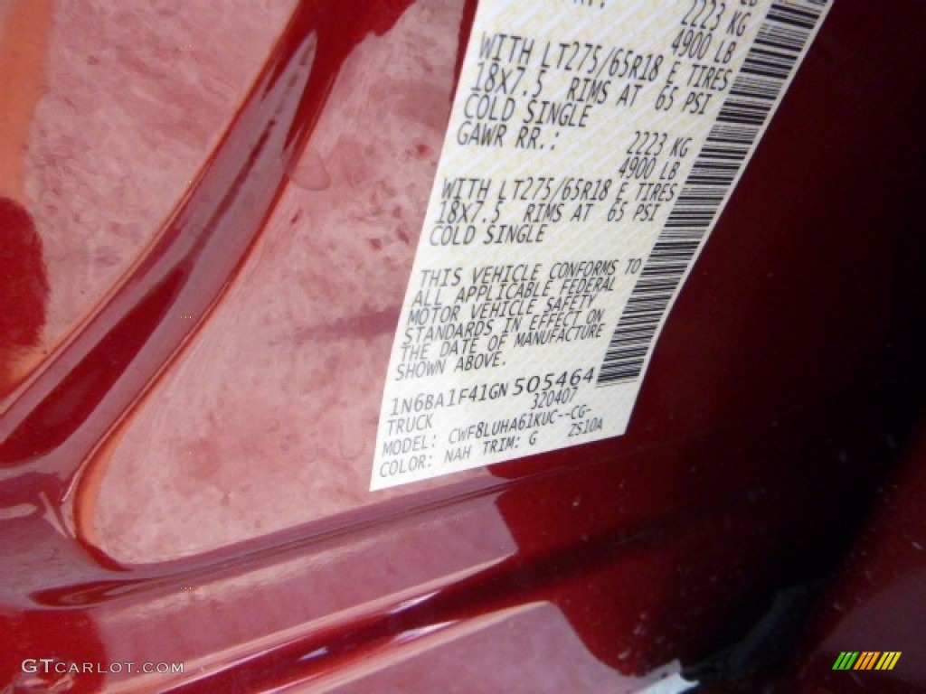 2016 TITAN XD Color Code NAH for Cayenne Red Photo #113559187