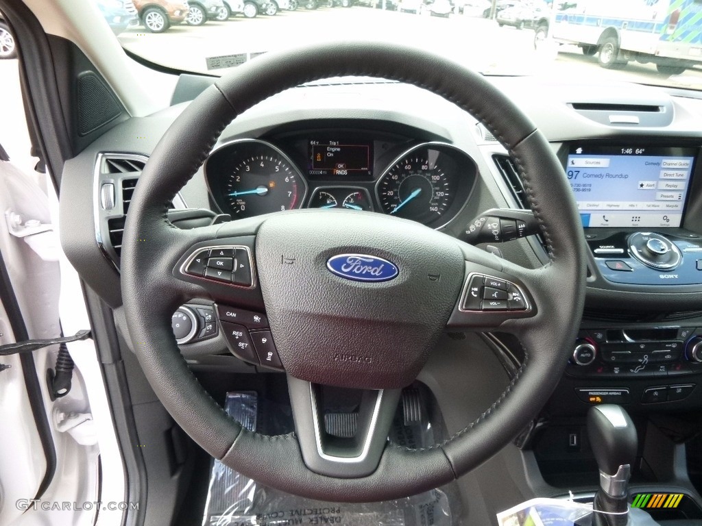 2017 Ford Escape Titanium 4WD Charcoal Black Steering Wheel Photo #113566726