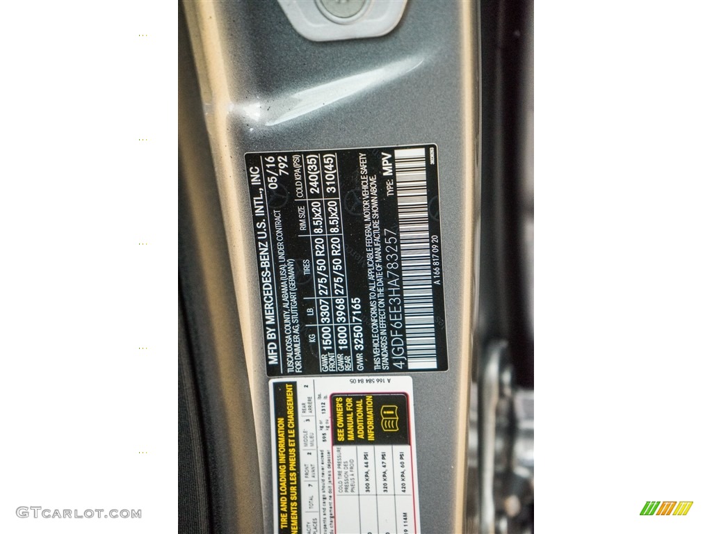 2017 GLS Color Code 792 for Paladium Silver Metallic Photo #113591743