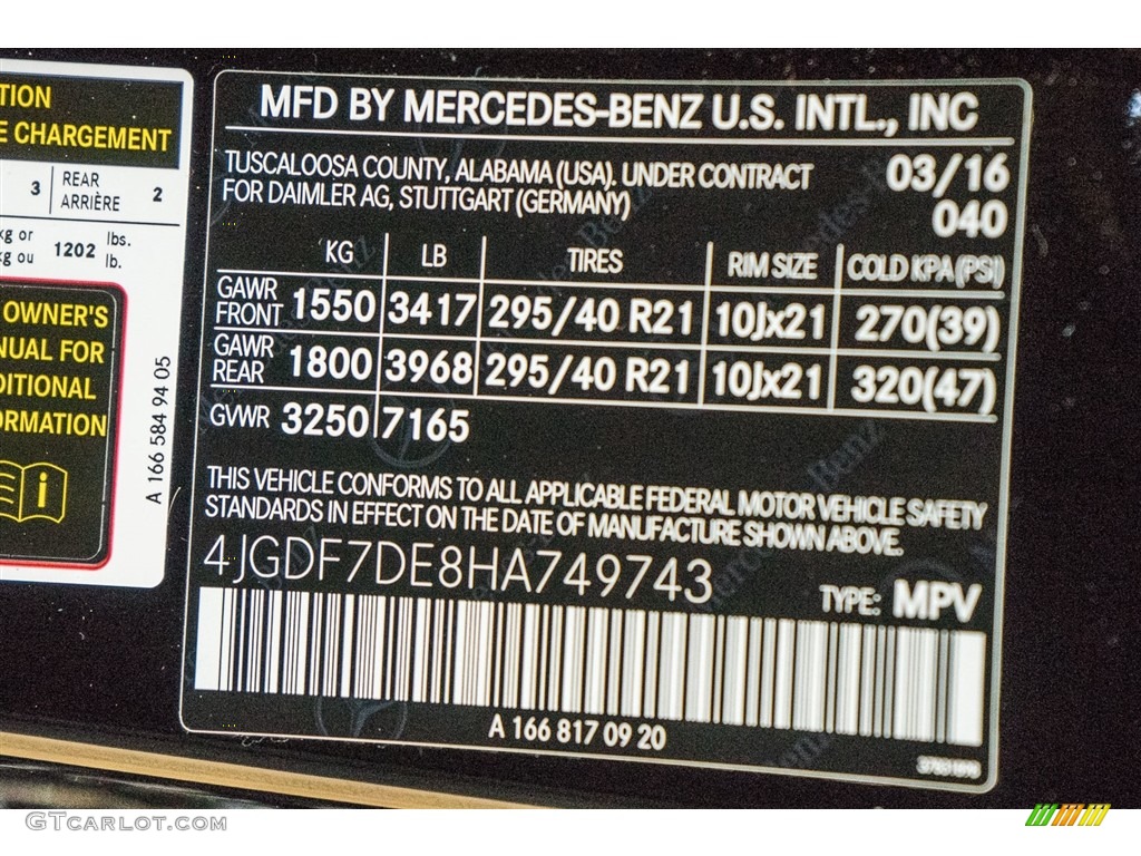 2017 GLS Color Code 040 for Black Photo #113592055