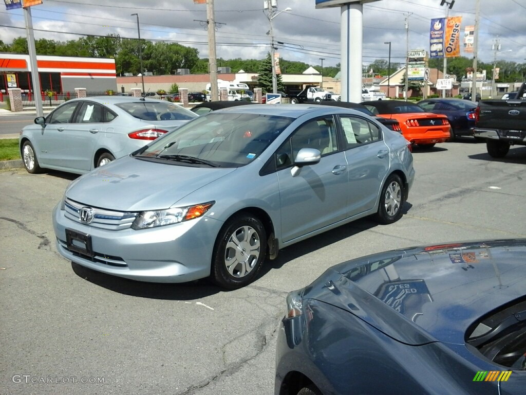 2012 Civic Hybrid-L Sedan - Green Opal Metallic / Stone photo #2