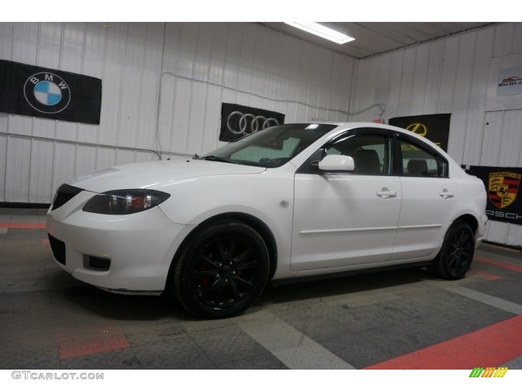 2007 MAZDA3 i Sport Sedan - Rally White / Beige photo #2