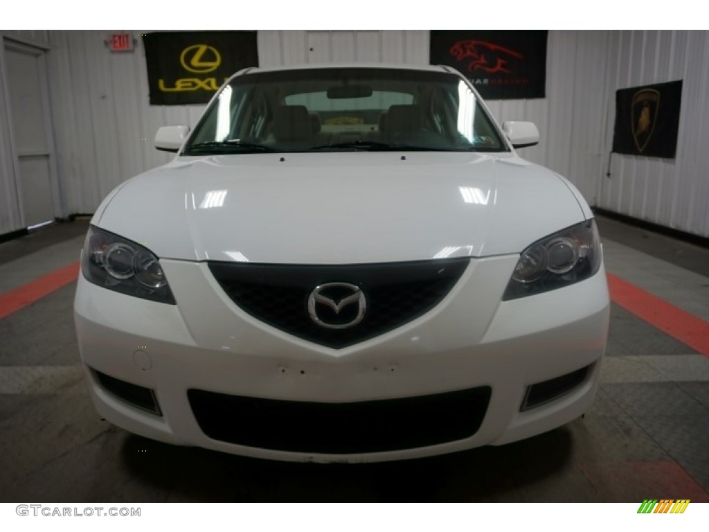 2007 MAZDA3 i Sport Sedan - Rally White / Beige photo #4