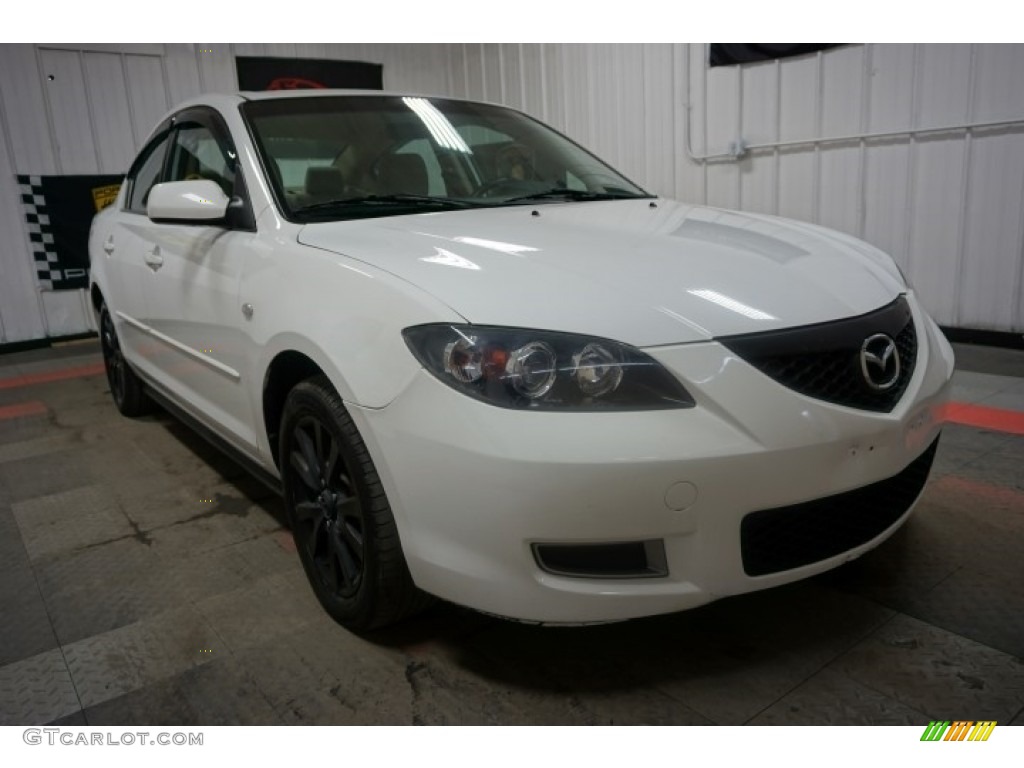 2007 MAZDA3 i Sport Sedan - Rally White / Beige photo #5
