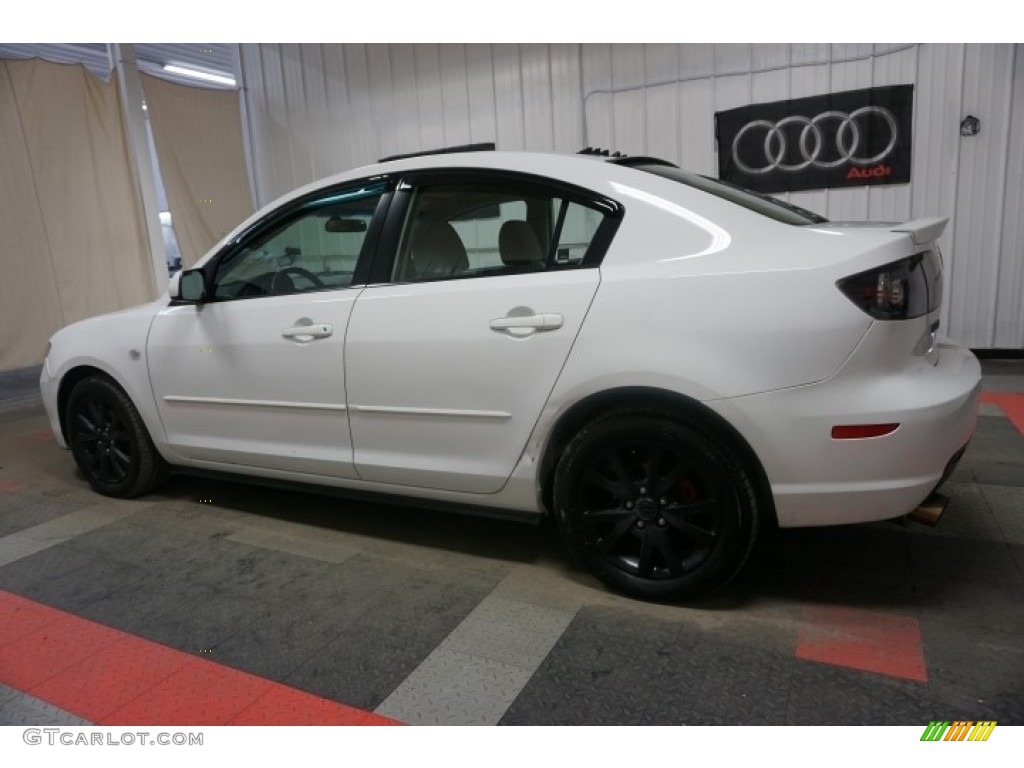 2007 MAZDA3 i Sport Sedan - Rally White / Beige photo #11
