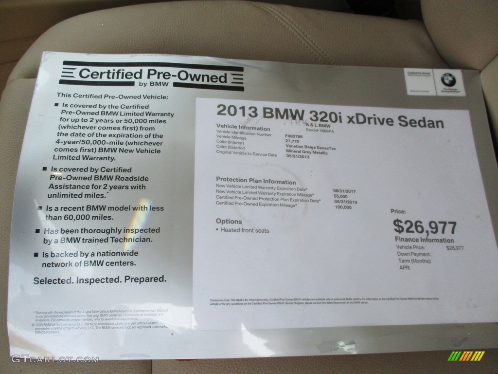 2013 3 Series 320i xDrive Sedan - Mineral Grey Metallic / Venetian Beige photo #11