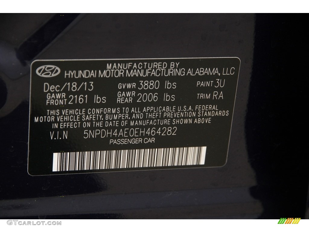 2014 Elantra Limited Sedan - Blue / Gray photo #15