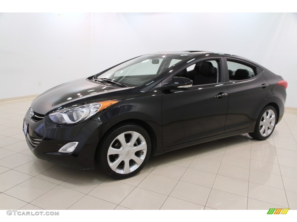 2012 Elantra Limited - Black Noir Pearl / Black photo #3