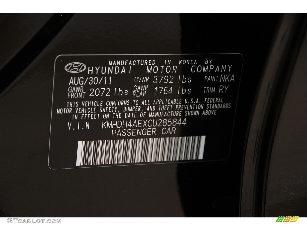 2012 Elantra Limited - Black Noir Pearl / Black photo #16