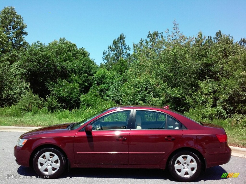 2009 Sonata GLS - Dark Cherry Red / Camel photo #1