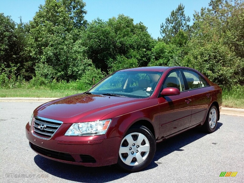 2009 Sonata GLS - Dark Cherry Red / Camel photo #2