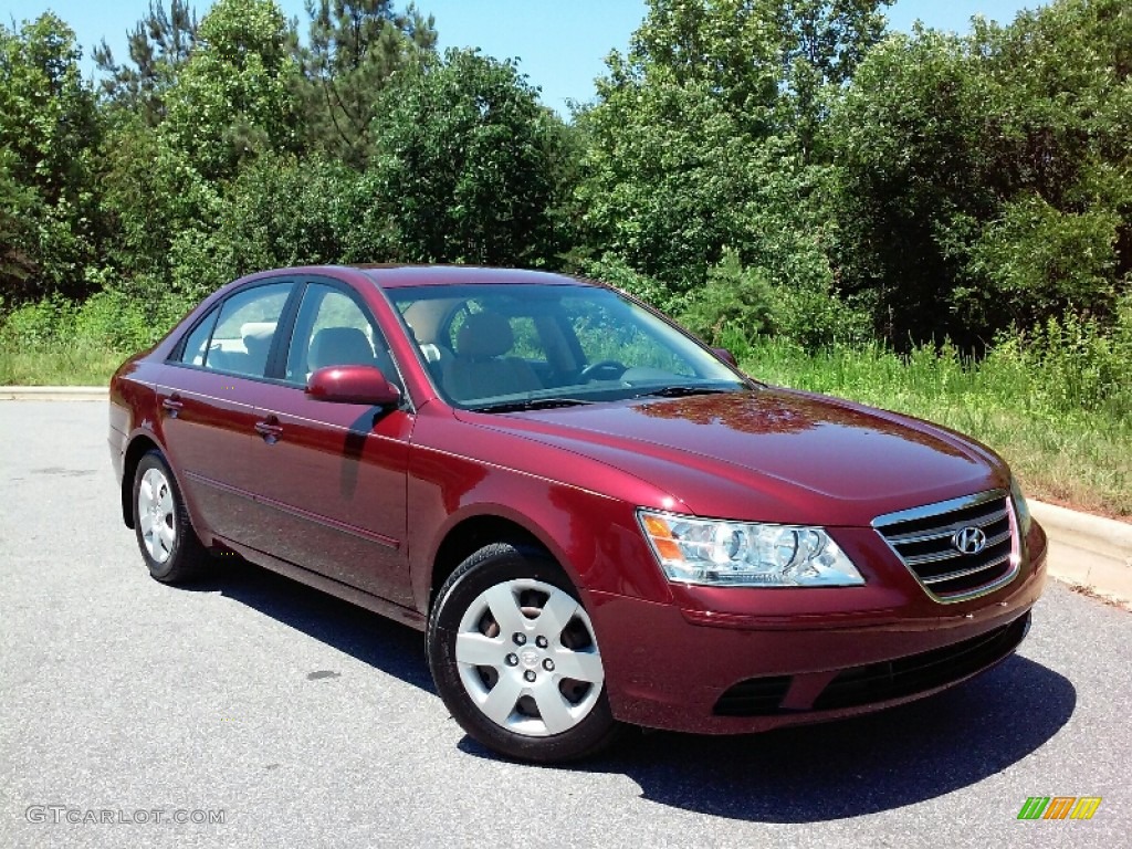 2009 Sonata GLS - Dark Cherry Red / Camel photo #4