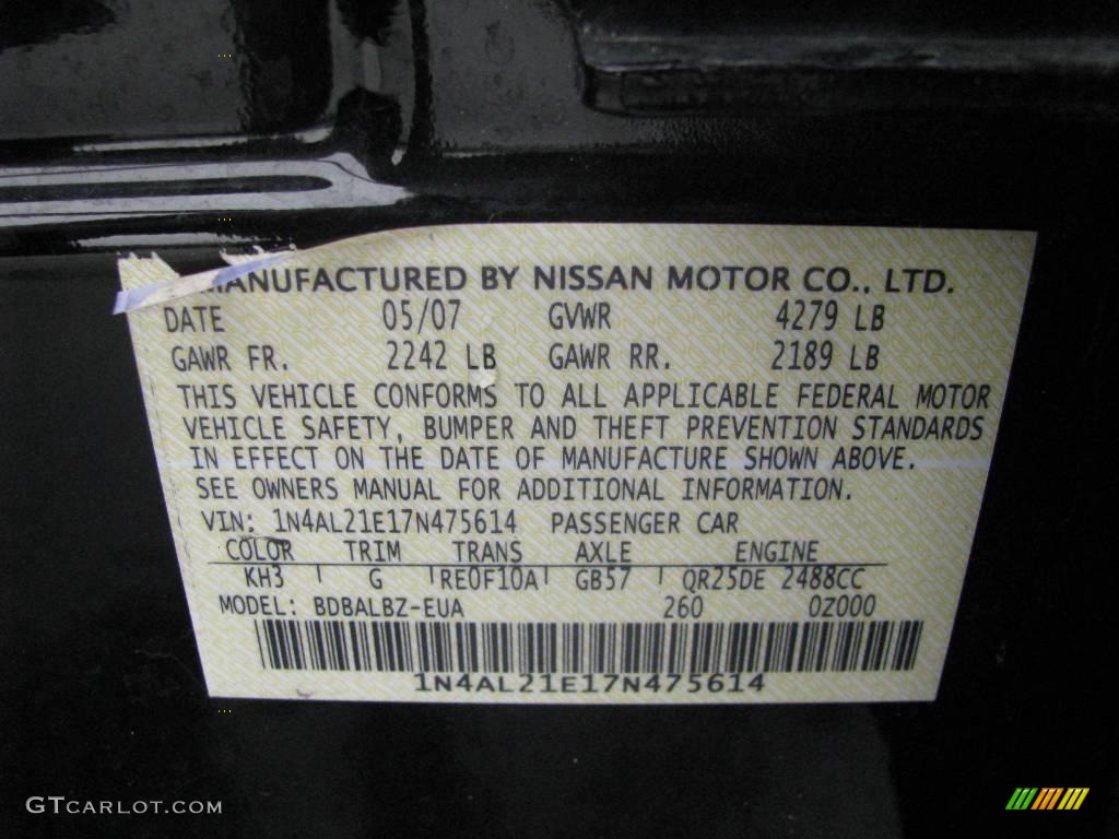 2007 Altima 2.5 S - Super Black / Charcoal photo #14