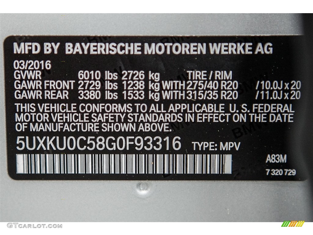 2016 X6 Color Code A83 for Glacier Silver Metallic Photo #113651279