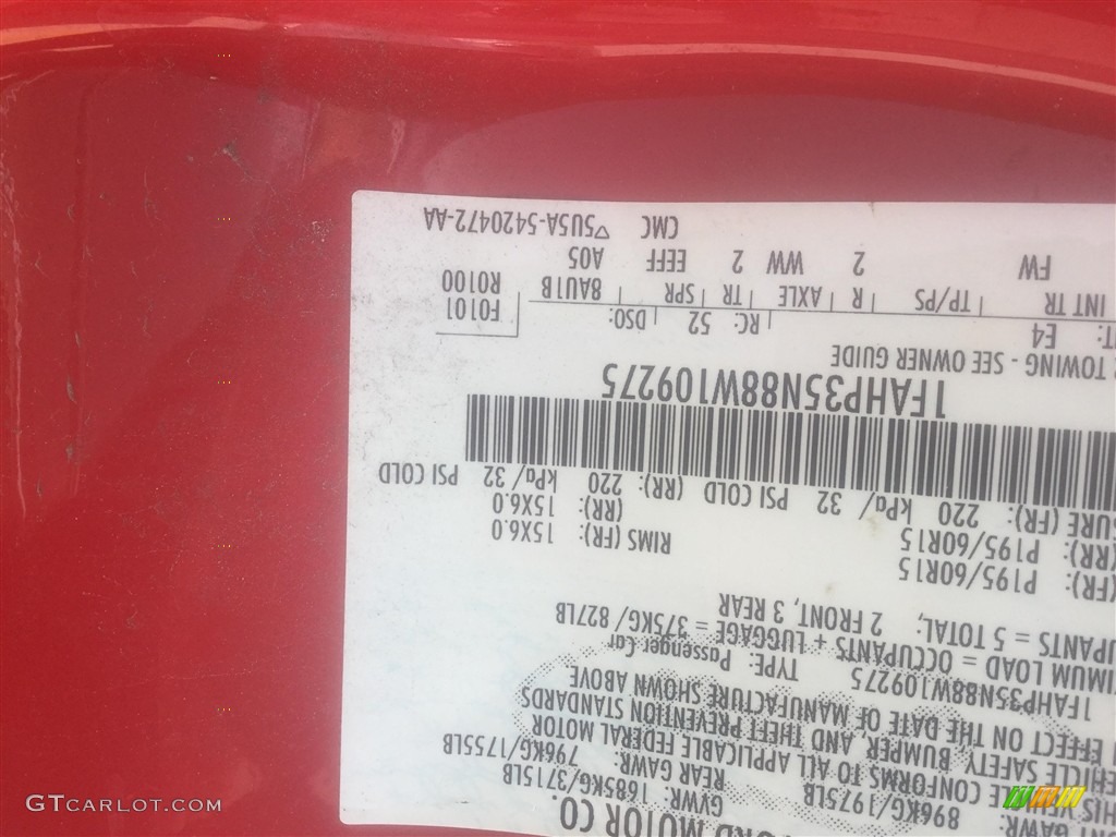 2008 Focus SE Sedan - Vermillion Red / Charcoal Black photo #6