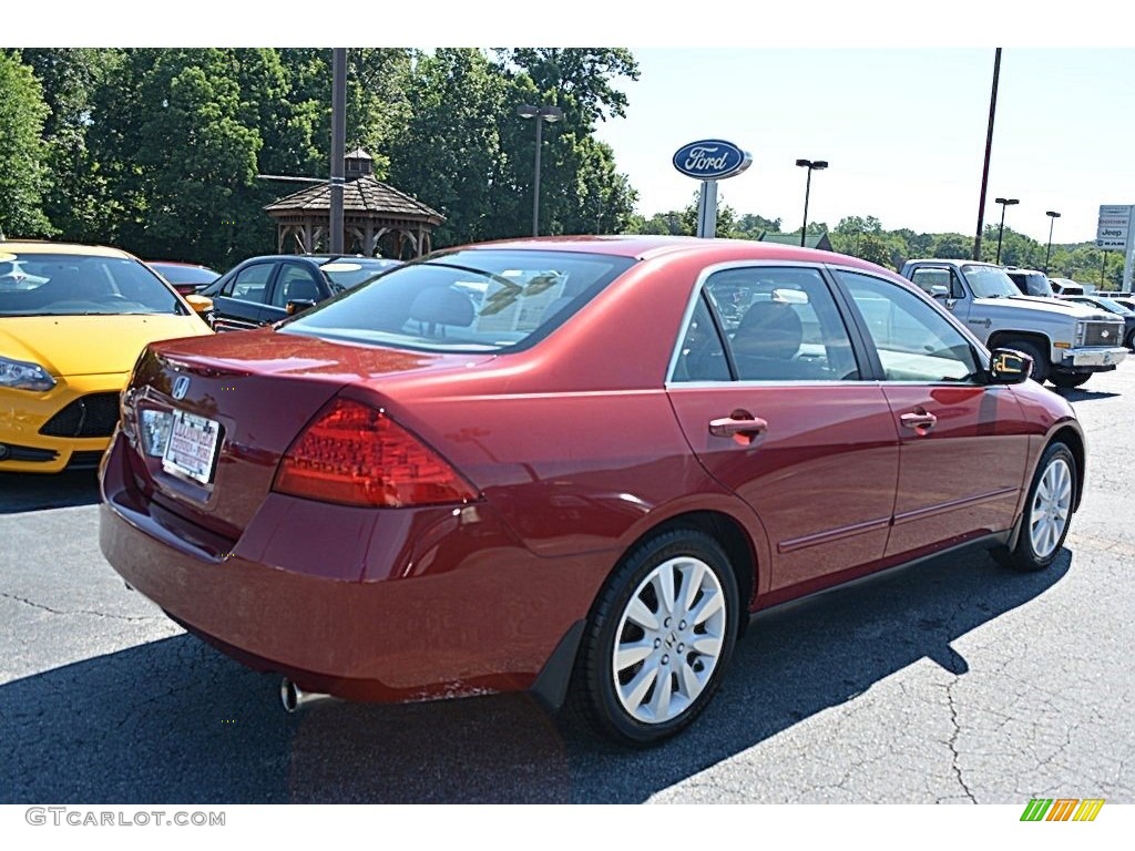 2007 Accord SE V6 Sedan - Moroccan Red Pearl / Gray photo #3