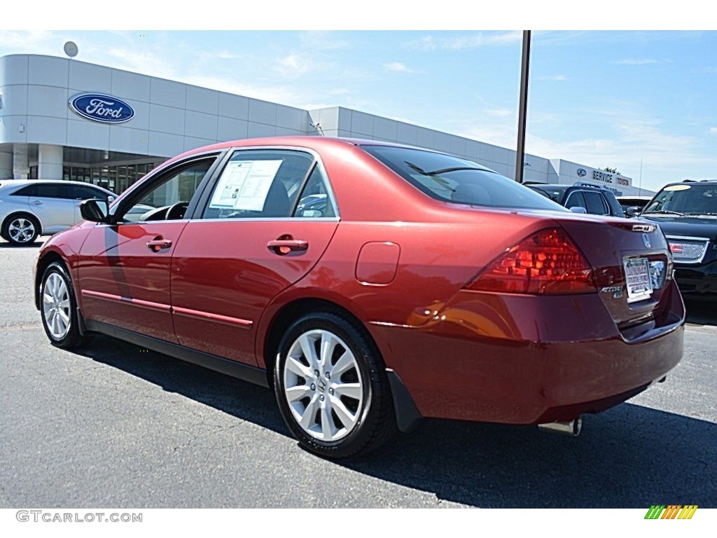 2007 Accord SE V6 Sedan - Moroccan Red Pearl / Gray photo #5