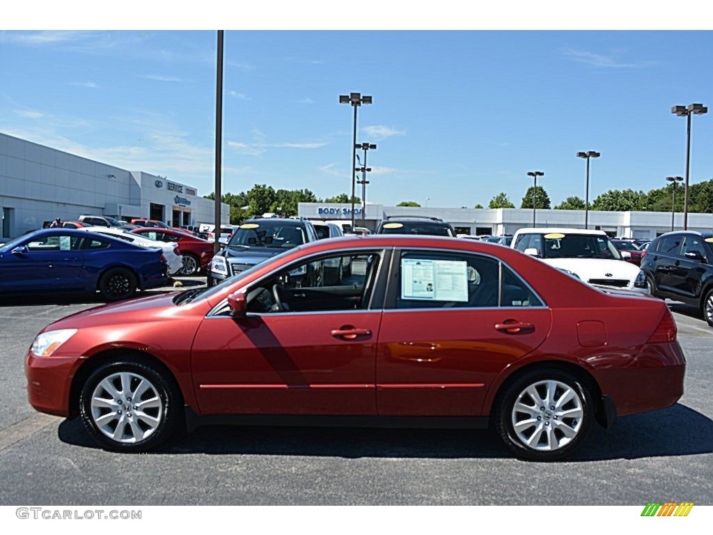 2007 Accord SE V6 Sedan - Moroccan Red Pearl / Gray photo #6