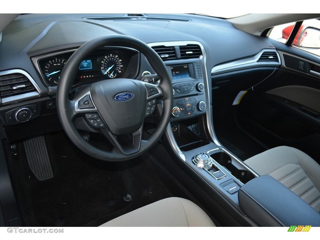 Medium Light Stone Interior 2017 Ford Fusion S Photo #113690266