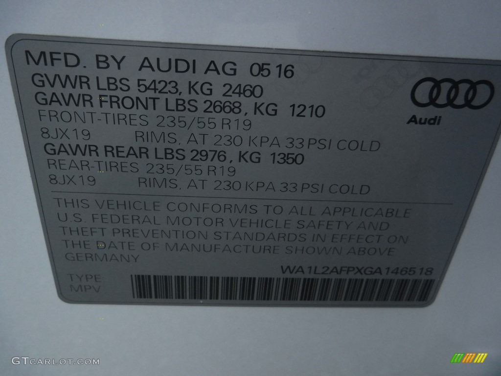 2016 Q5 2.0 TFSI Premium quattro - Glacier White Metallic / Black photo #40