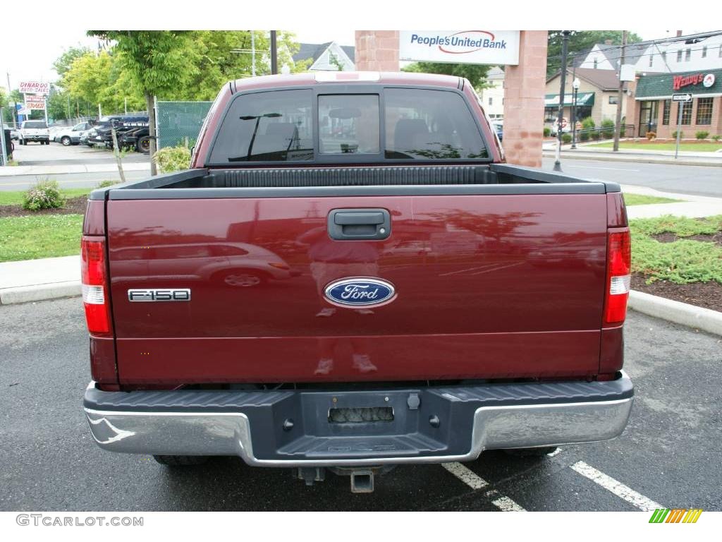 2005 F150 Lariat SuperCab 4x4 - Dark Toreador Red Metallic / Tan photo #6